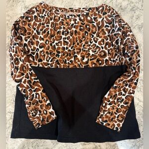 Lilly Pulitzer Brown Leopard and Black Long Sleeve Tee